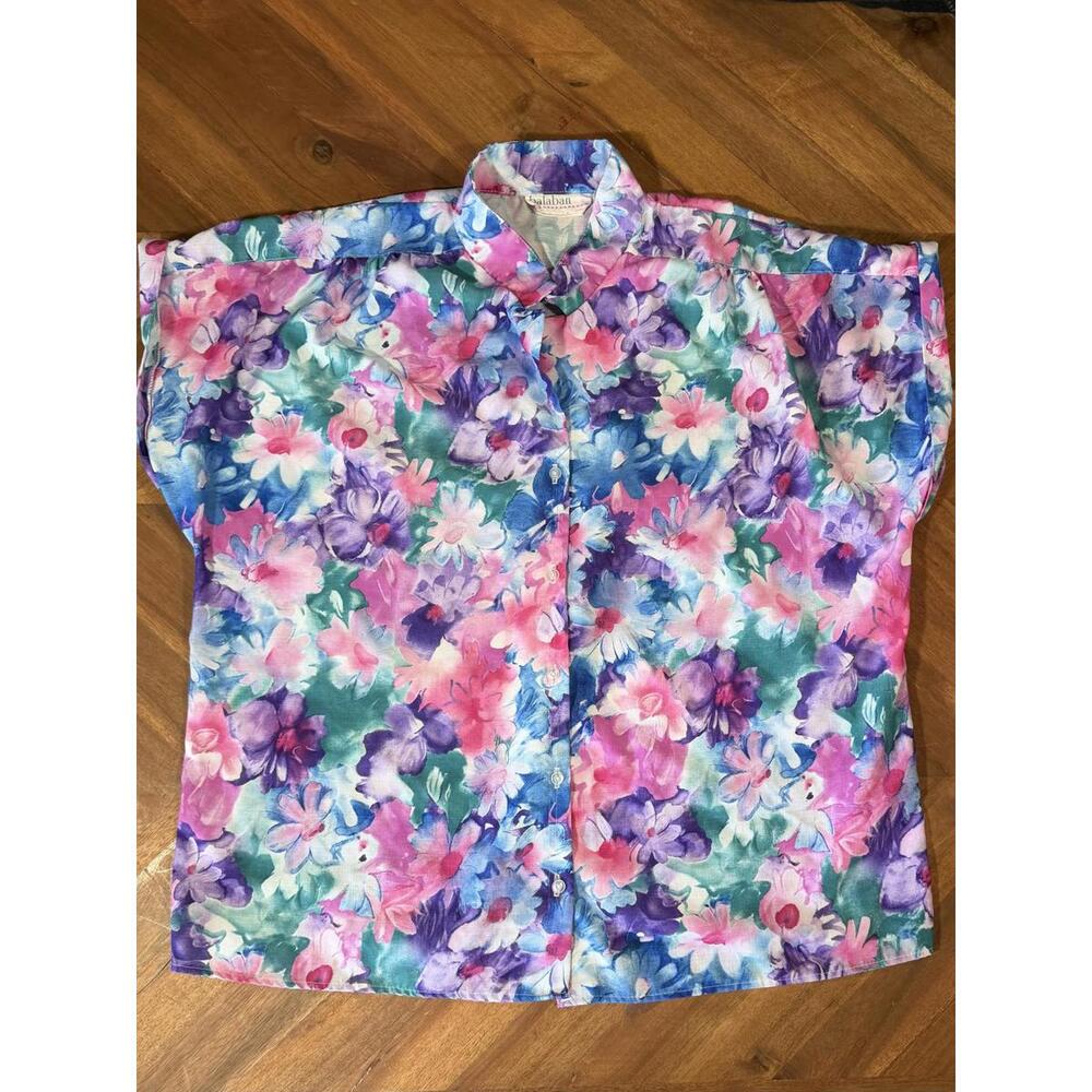 Vintage 90s Floral Grandmacore Blouse • Made in Canada Oversized Spring Shirt